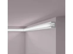 NOEL & MARQUET NMC IL12 WALLSTYL Eckleiste Zierleiste Stuckleiste für Indirekte Beleuchtung 2 m 200 cm x 2 cm x 2,5 cm Grau