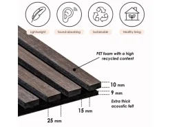 NOEL & MARQUET NMC SELITSTYLE 3D Akustikpanel Lamellenwand Holzoptik Eiche dunkel 240 x 56,5 cm 2400 mm x 565 mm x 19 mm 1,356 m2 Braun
