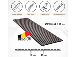 NOEL & MARQUET NMC SELITSTYLE 3D Akustikpanel Lamellenwand Holzoptik Eiche dunkel 240 x 56,5 cm 2400 mm x 565 mm x 19 mm 1,356 m2 Braun