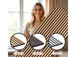 NOEL & MARQUET NMC SELITSTYLE 3D Akustikpanel Lamellenwand Holzoptik Eiche hell 240 x 56,5 cm 2400 mm x 565 mm x 19 mm 1,356 m2 Beige