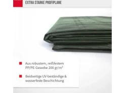 Noor Abdeckplane Super 200 g/m² Gewebeplane 3 m x 6 m Grün