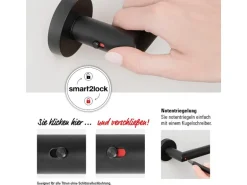 Novadoors Türgriffgarnitur Nova Mio Rosettenlos Smart2Lock Links Schwarz