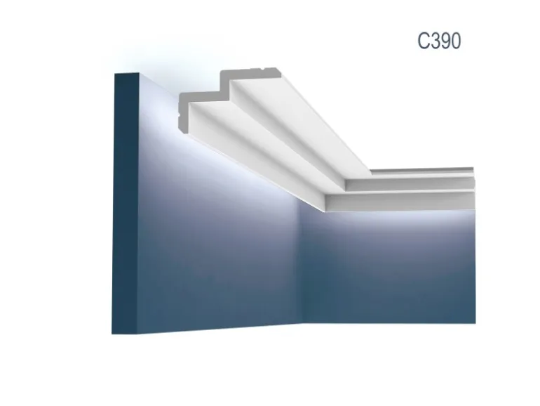 ORAC DECOR C390 MODERN STEPS Eckleiste Zierleiste Indirekte Beleuchtung 2 m 200 cm x 6 cm x 10 cm Weiß