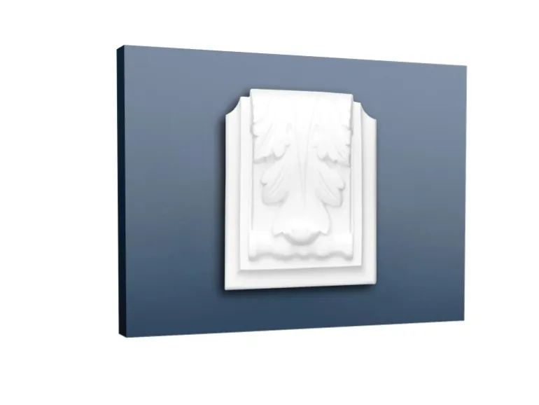 ORAC DECOR C307A LUXXUS Stuck Zierelement Akanthusblatt Wanddekor für C307, 7,5 cm x 9,4 cm x 4 cm Weiß