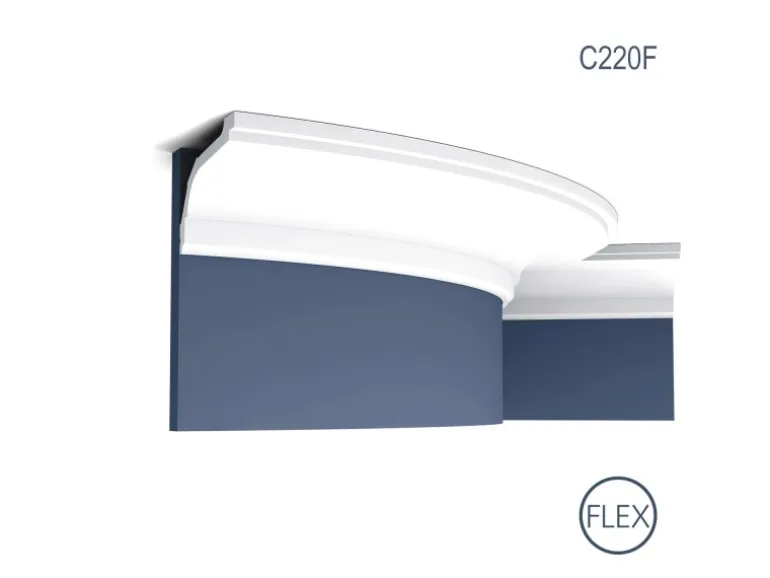ORAC DECOR C220F LUXXUS Flexible Eckleiste Stuckleiste Gesims Dekor Profil 2 m 200 cm x 7,6 cm x 11,6 cm Weiß