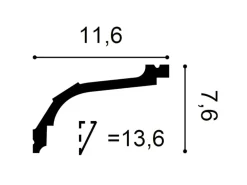 ORAC DECOR C220F LUXXUS Flexible Eckleiste Stuckleiste Gesims Dekor Profil 2 m 200 cm x 7,6 cm x 11,6 cm Weiß