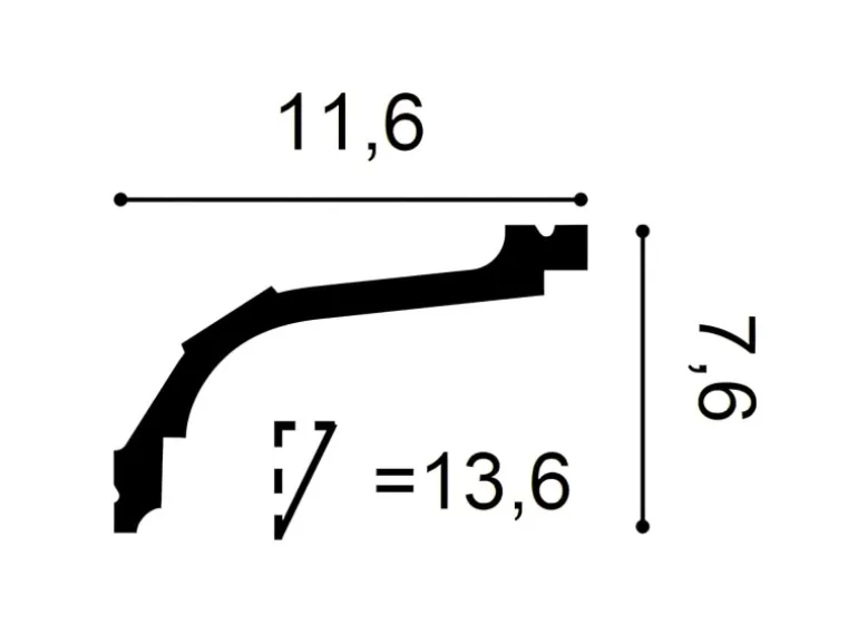ORAC DECOR C220F LUXXUS Flexible Eckleiste Stuckleiste Gesims Dekor Profil 2 m 200 cm x 7,6 cm x 11,6 cm Weiß