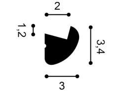 ORAC DECOR CX188 AXXENT Eckleiste für Indirekte Beleuchtung 2 m 200 cm x 3,0 cm x 3,4 cm Weiß