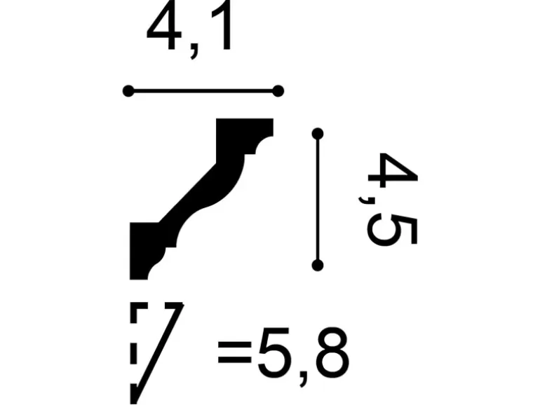 ORAC DECOR CX110 AXXENT Zierleiste Profile Stuck Decken-Leisten Eckleiste 2 m 200 cm x 4,5 cm x 4,1 cm Weiß