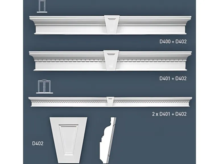 ORAC DECOR D402 LUXXUS Zierelement Pediment Stuckprofil Gesims Dekor-Wand-Profil, 15 cm x 12,1 cm x 5,8 cm Weiß