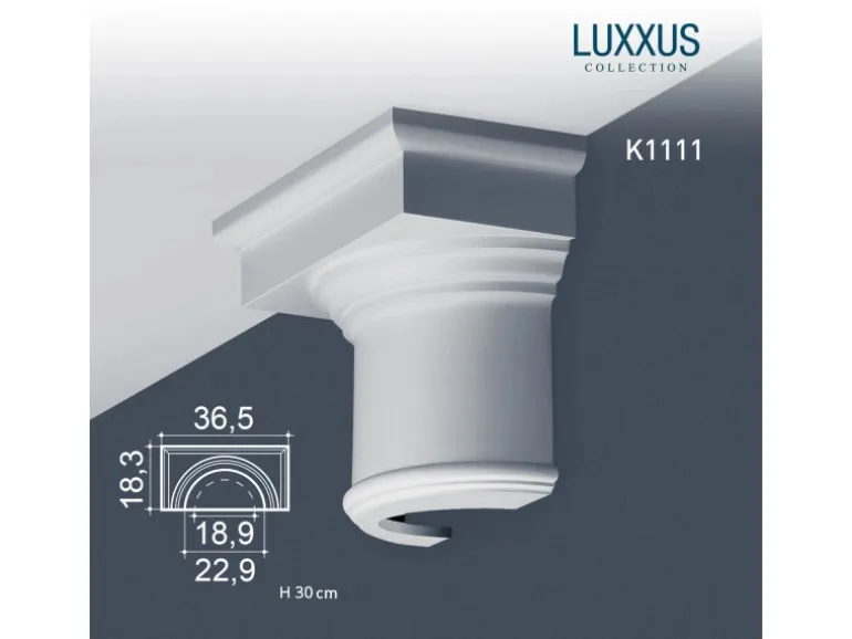 ORAC DECOR K1111 LUXXUS halbes Kapitell für Stuck Halbsäule Wand-Dekor-Element 36,5 cm x 30 cm x 18,3 cm Weiß
