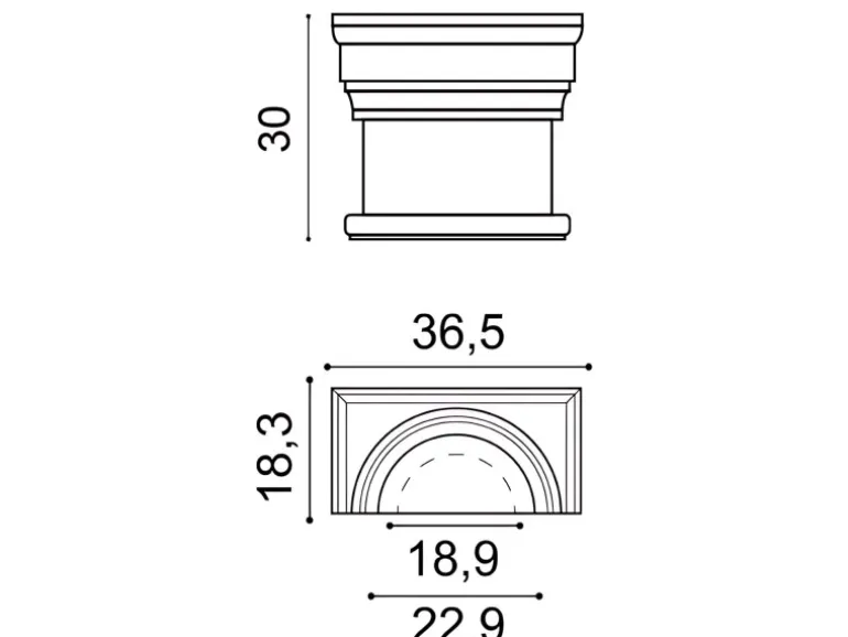 ORAC DECOR K1111 LUXXUS halbes Kapitell für Stuck Halbsäule Wand-Dekor-Element 36,5 cm x 30 cm x 18,3 cm Weiß