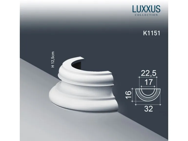 ORAC DECOR K1151 LUXXUS halber Sockel für Stuck Halbsäule Wand-Dekor-Element 32 cm x 12,5 cm x 16 cm Weiß