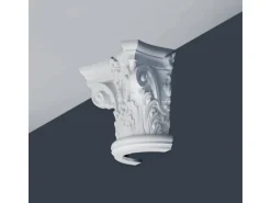 ORAC DECOR K1121 LUXXUS halbes Kapitell für Stuck Halbsäule Wand-Dekor-Element 36 cm x 30 cm x 18 cm Weiß