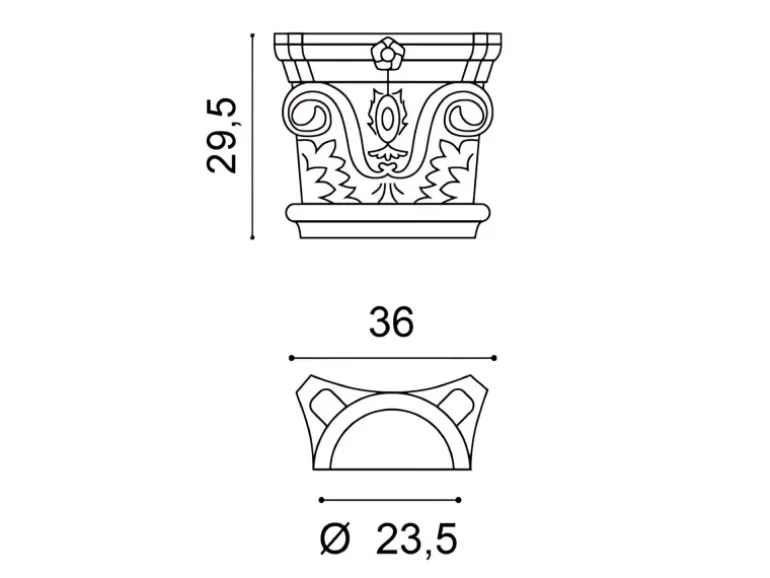 ORAC DECOR K1121 LUXXUS halbes Kapitell für Stuck Halbsäule Wand-Dekor-Element 36 cm x 30 cm x 18 cm Weiß