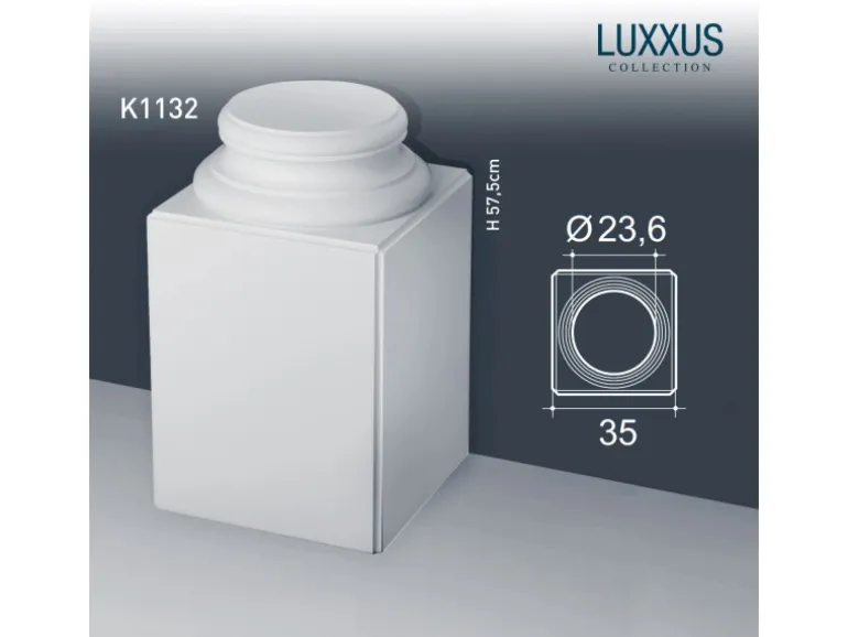 ORAC DECOR K1132 LUXXUS Sockel Stuck Säulensockel Dekor-Gestell leicht stabil, 35 cm x 57,5 cm x 35 cm Weiß