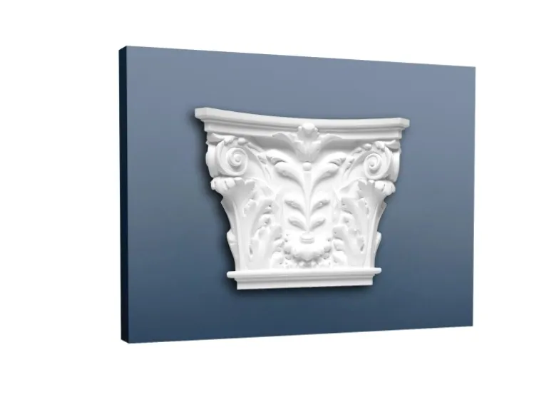 ORAC DECOR K251 LUXXUS Stuck Pilaster Kapitell Wand-Dekor-Element Stuckgesims 42,5 cm x 35 cm x 10,5 cm Weiß