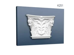 ORAC DECOR K251 LUXXUS Stuck Pilaster Kapitell Wand-Dekor-Element Stuckgesims 42,5 cm x 35 cm x 10,5 cm Weiß