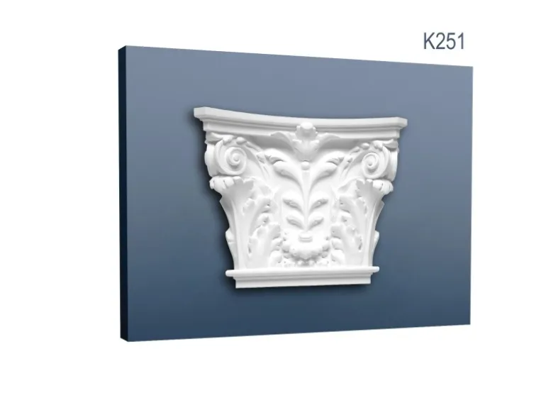 ORAC DECOR K251 LUXXUS Stuck Pilaster Kapitell Wand-Dekor-Element Stuckgesims 42,5 cm x 35 cm x 10,5 cm Weiß