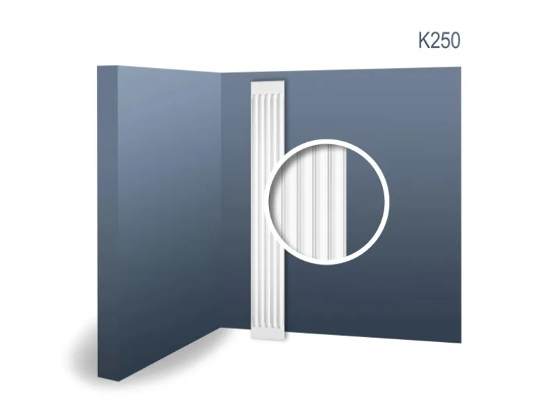 ORAC DECOR K250 LUXXUS Stuck Pilaster Schaft Wand-Dekor-Element leicht stabil 27 cm x 200 cm x 2,9 cm Weiß