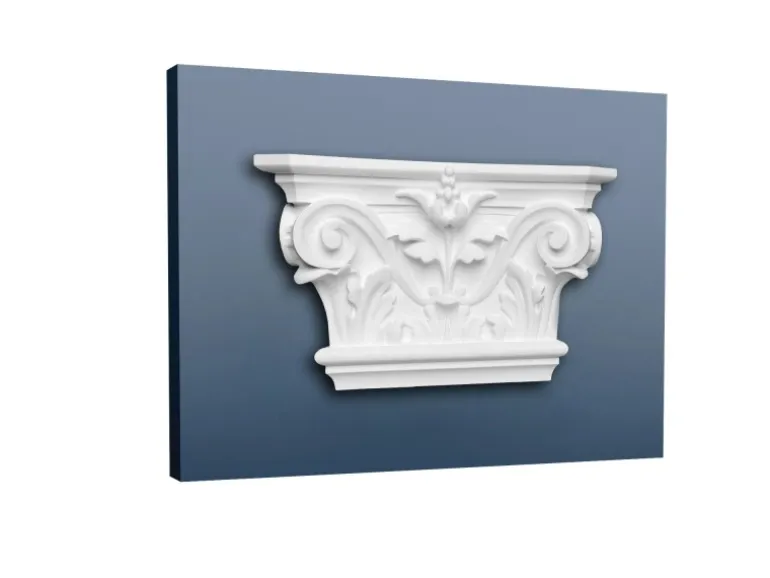 ORAC DECOR K201 LUXXUS Stuck Pilaster Kapitell Wand-Dekor-Element Stuckgesims 22,8 cm x 14,9 cm x 6,2 cm Weiß