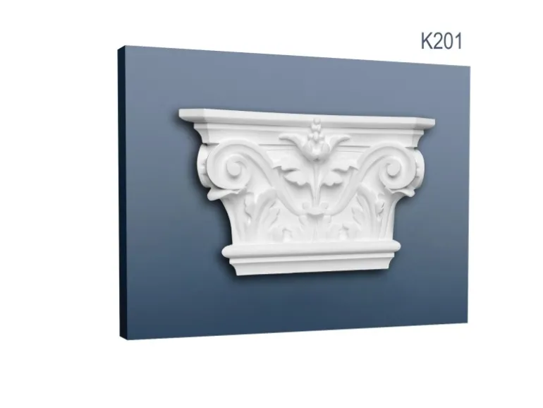 ORAC DECOR K201 LUXXUS Stuck Pilaster Kapitell Wand-Dekor-Element Stuckgesims 22,8 cm x 14,9 cm x 6,2 cm Weiß