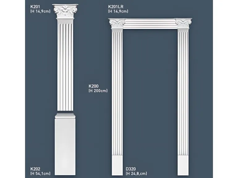 ORAC DECOR K201 LUXXUS Stuck Pilaster Kapitell Wand-Dekor-Element Stuckgesims 22,8 cm x 14,9 cm x 6,2 cm Weiß