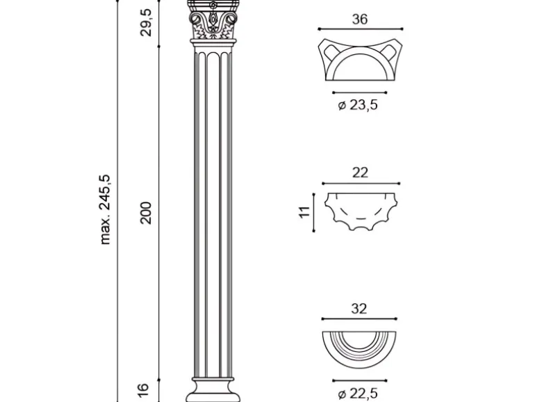 ORAC DECOR KC3H LUXXUS Halbsäulen Set KomplettSet Höhe 242 cm Weiß