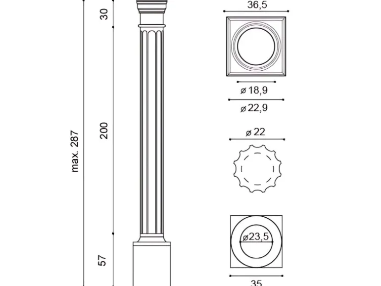 ORAC DECOR KD6 LUXXUS Vollsäulen Set Stucksäule Antike Relief-Form 2,87 m max. Höhe 287 cm Weiß