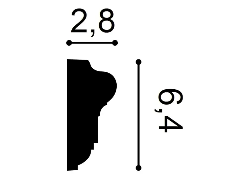 ORAC DECOR P6020 LUXXUS Stuck Friesleiste Wand-Leiste Profil Dekor Ornament 2 m 200 cm x 6,4 cm x 2,8 cm Weiß