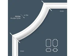 ORAC DECOR PX103A AXXENT Stuck Eckelement Wand-Fries-leisten Rahmen-Dekor-Profil 19 cm x 3,5 cm x 1,2 cm Weiß