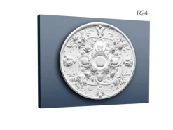 ORAC DECOR R24 LUXXUS DeckenroSette StuckroSette Dekor Stuck RoSette 79 cm x 6 cm Weiß