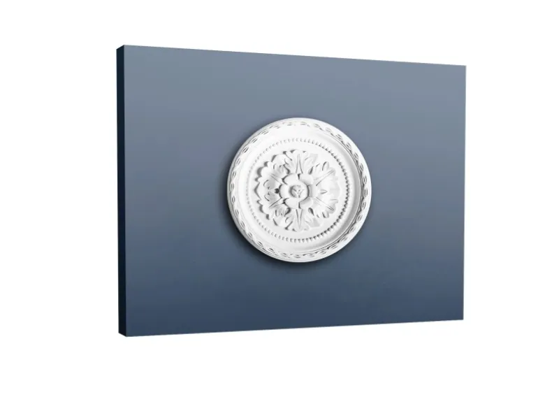 ORAC DECOR R13 LUXXUS DeckenroSette Stuck RoSette StuckroSette Blatt-Dekor 28 cm x 3,1 cm Weiß