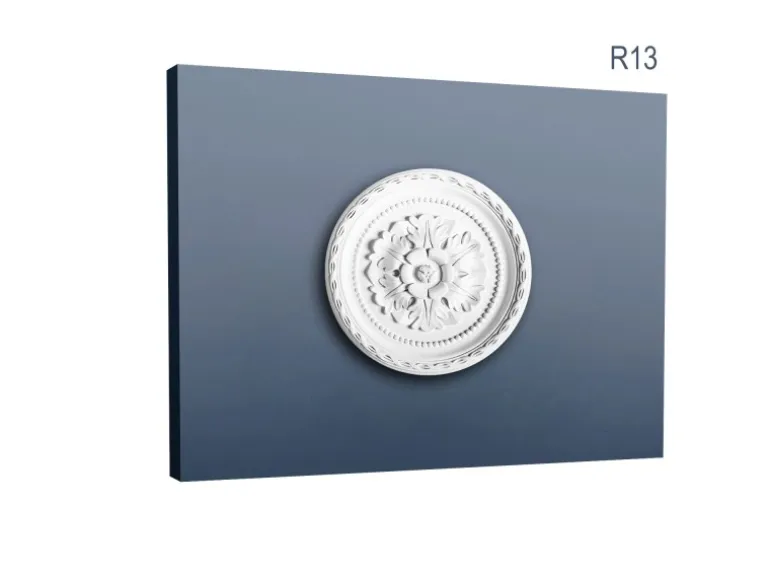 ORAC DECOR R13 LUXXUS DeckenroSette Stuck RoSette StuckroSette Blatt-Dekor 28 cm x 3,1 cm Weiß