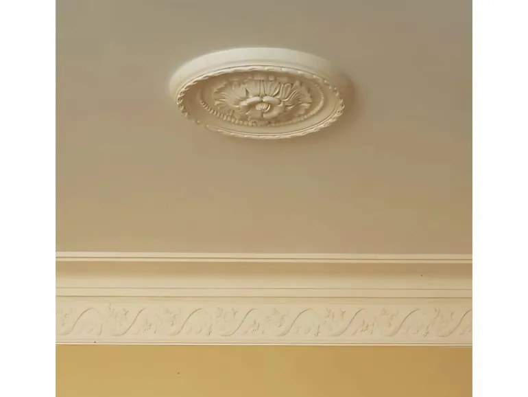 ORAC DECOR R13 LUXXUS DeckenroSette Stuck RoSette StuckroSette Blatt-Dekor 28 cm x 3,1 cm Weiß