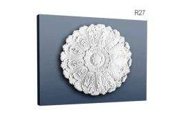 ORAC DECOR R27 LUXXUS DeckenroSette Stuck-RoSette Akanthus-Blatt Dekor 75 cm x 4,5 cm Weiß