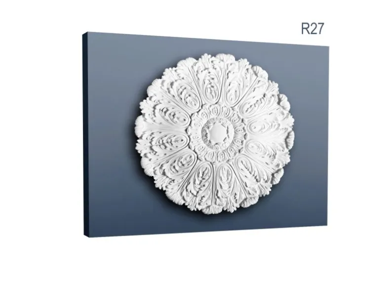 ORAC DECOR R27 LUXXUS DeckenroSette Stuck-RoSette Akanthus-Blatt Dekor 75 cm x 4,5 cm Weiß