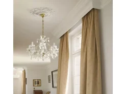 ORAC DECOR R17 LUXXUS DeckenroSette Stuck-Lampen-RoSette Blätter-Dekor 47 cm x 3,5 cm Weiß