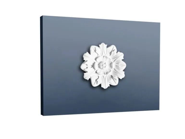 ORAC DECOR R12 LUXXUS StuckroSette Decken-Wand-RoSette Blume-Blätter-Dekor 19,5 cm x 1,8 cm Weiß