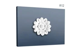 ORAC DECOR R12 LUXXUS StuckroSette Decken-Wand-RoSette Blume-Blätter-Dekor 19,5 cm x 1,8 cm Weiß