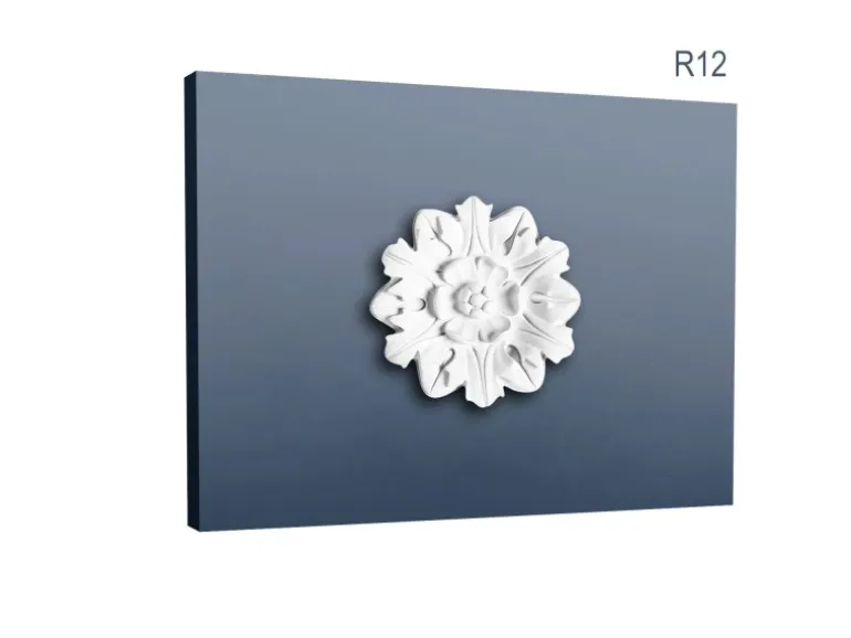 ORAC DECOR R12 LUXXUS StuckroSette Decken-Wand-RoSette Blume-Blätter-Dekor 19,5 cm x 1,8 cm Weiß