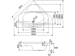 Ottofond Eckwanne-Set 140 cm x 140 cm Weiß