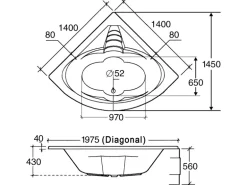 Ottofond Whirlpool Cascade Exklusiv 140 cm Weiß