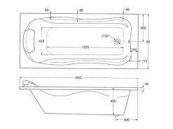 Ottofond Whirlpool Jamaica Exklusiv 180 cm x 80 cm Weiß