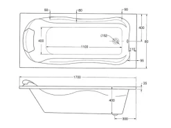 Ottofond Whirlpool Jamaica Exklusiv 170 cm x 80 cm Weiß