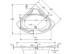 Ottofond Whirlpool Madras Premium 145 cm Weiß