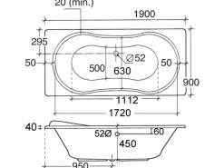 Ottofond Whirlpool Palma Exklusiv 190 cm x 90 cm Weiß