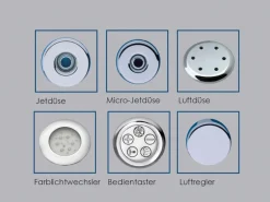 Ottofond Whirlpool-Komplettset Rosa 180x80 cm Weiß mit Wannenrandarmatur S2000