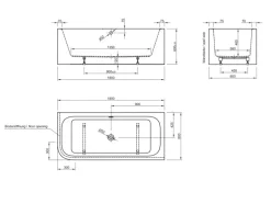 Ottofond Whirlpool-Komplettset Spirit 180x80 cm Links Weiß mit Wannenrandarmatu