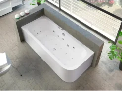 Ottofond Whirlpool-Komplettset Spirit 180x80 cm Rechts Weiß mit Wassereinlauffu